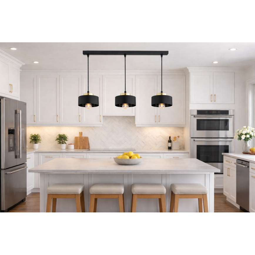 Brilagi - Κρεμαστό φωτιστικό με καλώδιο 3xE27/60W/230V μαύρο/χρυσό