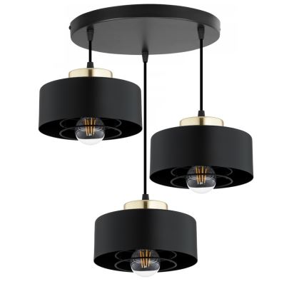 Brilagi - Κρεμαστό φωτιστικό με καλώδιο 3xE27/60W/230V μαύρο/χρυσό
