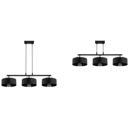 Brilagi - Κρεμαστό φωτιστικό με καλώδιο 3xE27/60W/230V μαύρο/χρυσό