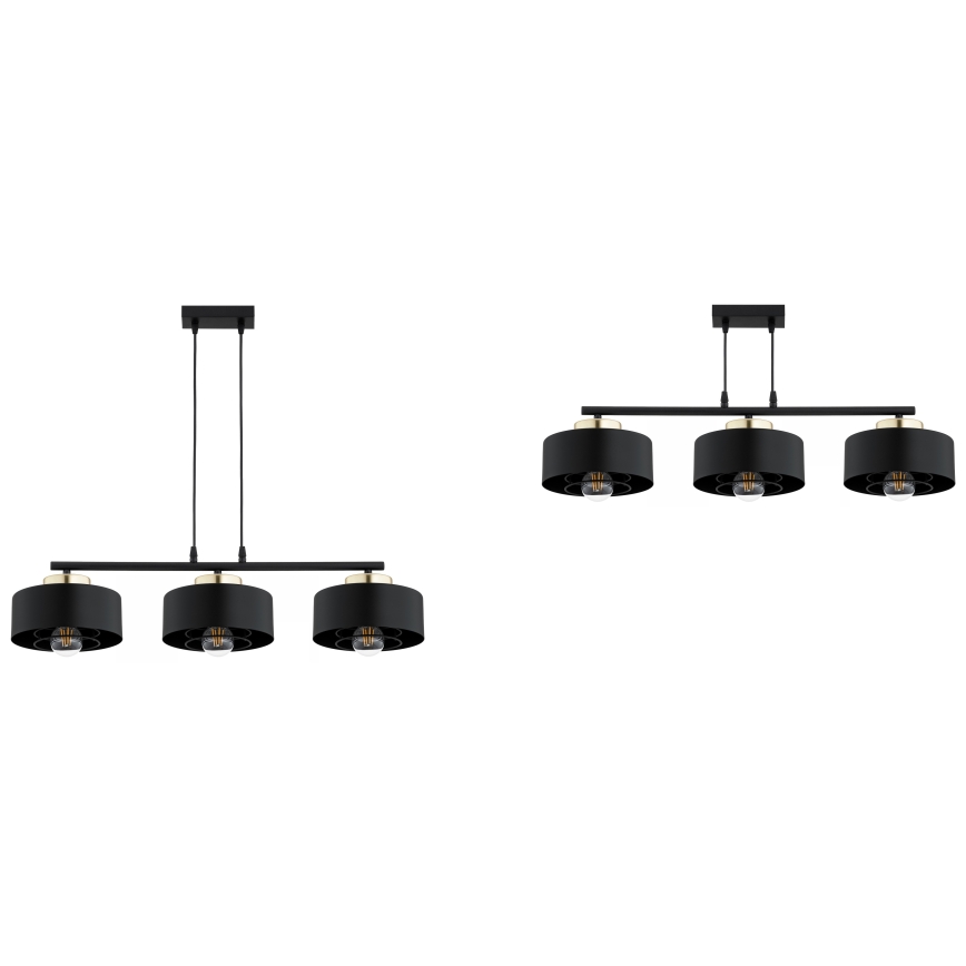 Brilagi - Κρεμαστό φωτιστικό με καλώδιο 3xE27/60W/230V μαύρο/χρυσό