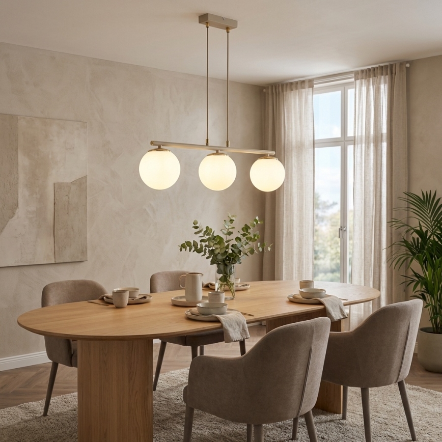 Brilagi - Κρεμαστό φωτιστικό με καλώδιο 3xE27/60W/230V μπεζ/χρυσό