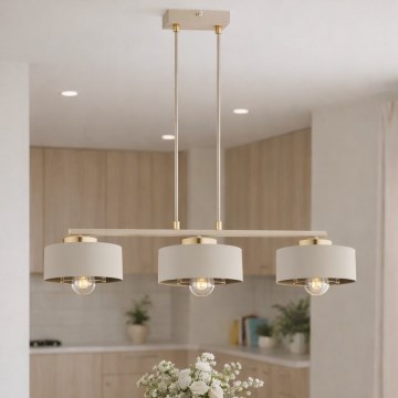 Brilagi - Κρεμαστό φωτιστικό με καλώδιο 3xE27/60W/230V μπεζ/χρυσό
