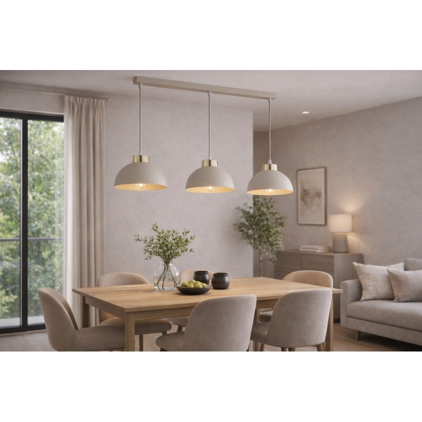 Brilagi - Κρεμαστό φωτιστικό με καλώδιο 3xE27/60W/230V μπεζ/χρυσό
