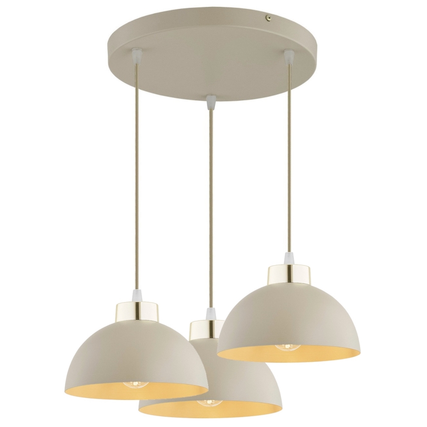 Brilagi - Κρεμαστό φωτιστικό με καλώδιο 3xE27/60W/230V μπεζ/χρυσό