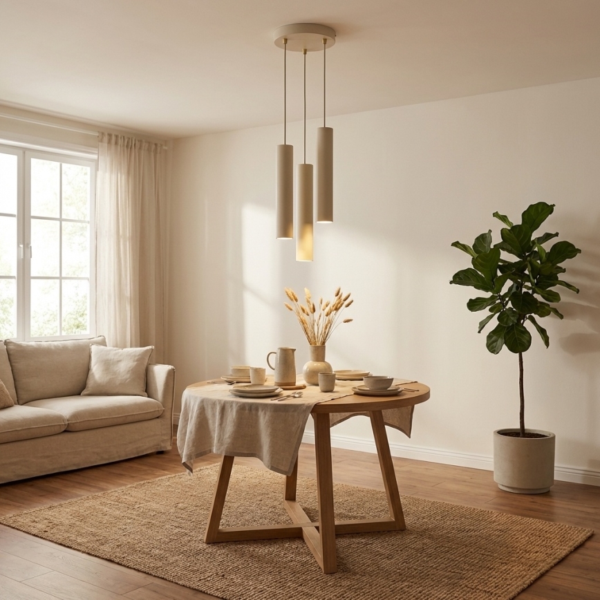 Brilagi - Κρεμαστό φωτιστικό με καλώδιο 3xGU10/15W/230V μπεζ/χρυσό