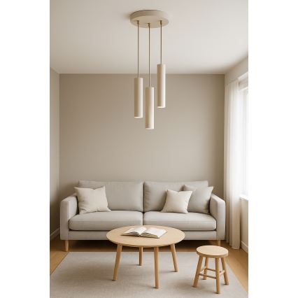 Brilagi - Κρεμαστό φωτιστικό με καλώδιο 3xGU10/15W/230V μπεζ/χρυσό