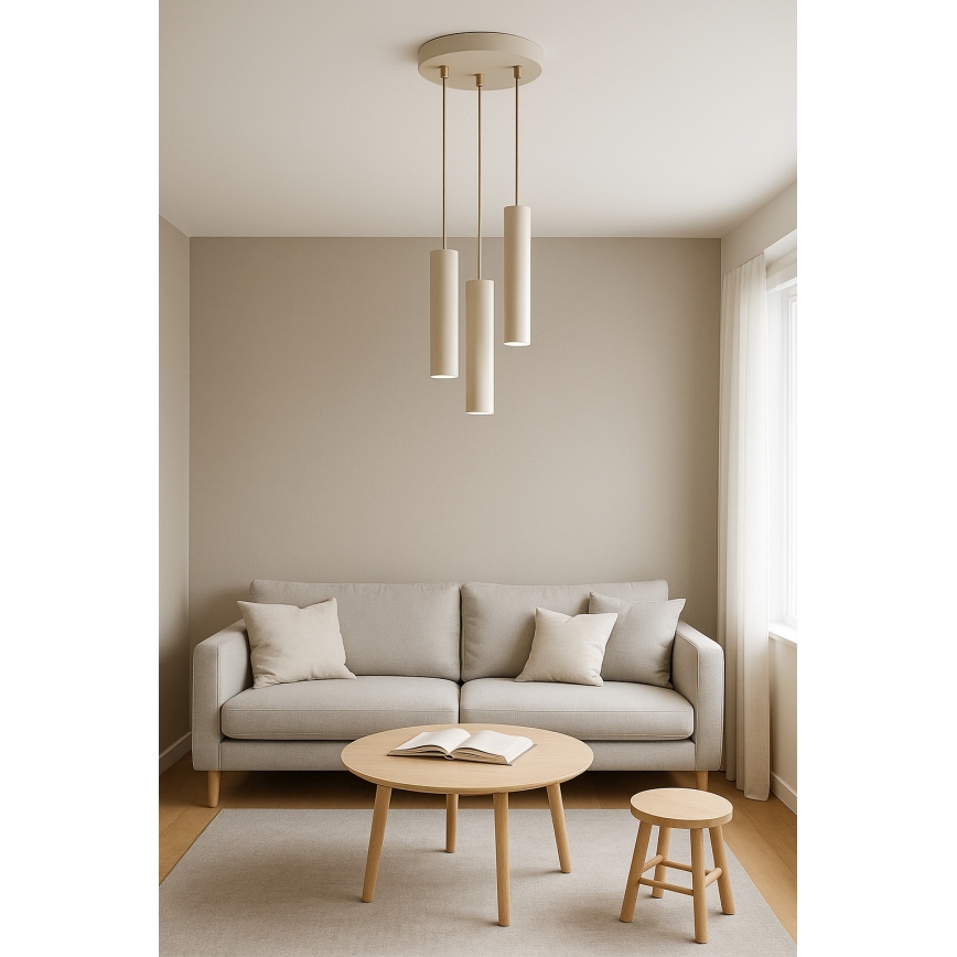 Brilagi - Κρεμαστό φωτιστικό με καλώδιο 3xGU10/15W/230V μπεζ/χρυσό