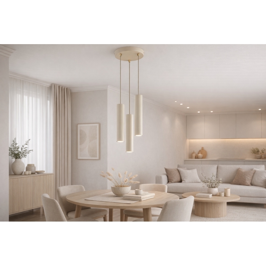Brilagi - Κρεμαστό φωτιστικό με καλώδιο 3xGU10/15W/230V μπεζ/χρυσό