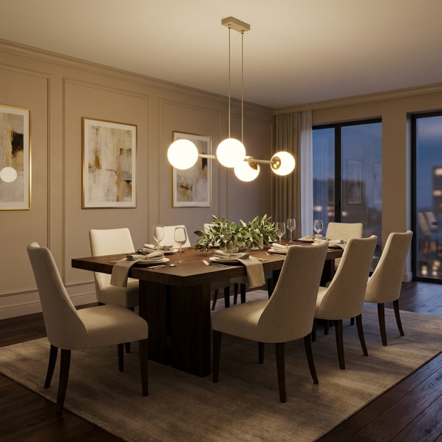 Brilagi - Κρεμαστό φωτιστικό με καλώδιο 4xE27/60W/230V μπεζ/χρυσό