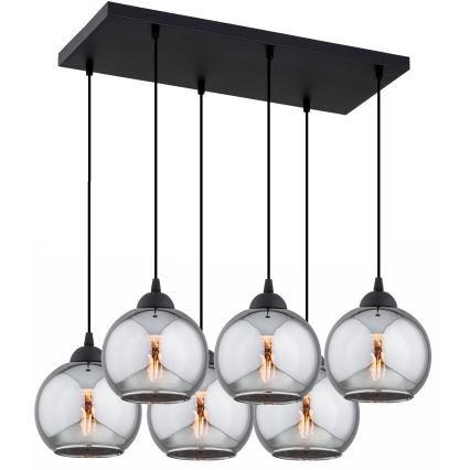 Brilagi - Κρεμαστό φωτιστικό με καλώδιο 6xE27/60W/230V μαύρο/καπνιστό γκρι