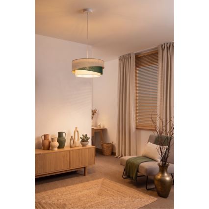 Brilagi - Κρεμαστό φωτιστικό με καλώδιο ARROW 1xE27/60W/230V Ø 45 cm μπεζ/πράσινο/λευκό