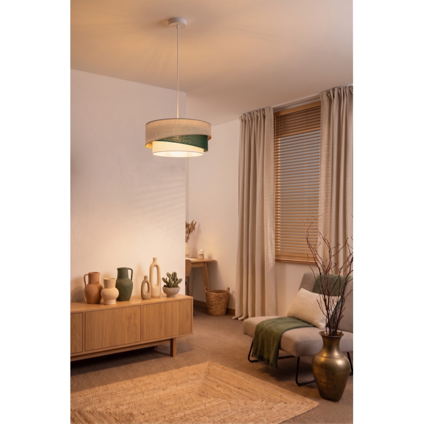 Brilagi - Κρεμαστό φωτιστικό με καλώδιο ARROW 1xE27/60W/230V Ø 45 cm μπεζ/πράσινο/λευκό