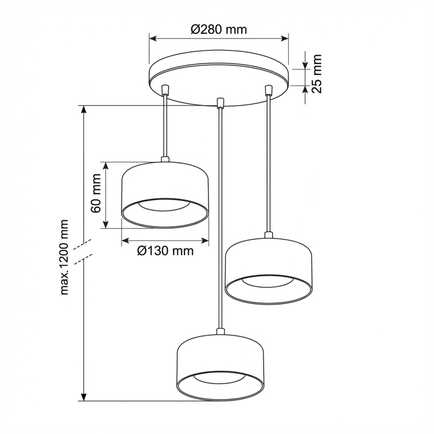Brilagi - Κρεμαστό φωτιστικό με καλώδιο AURA LUX 3xGX53/30W/230V μαύρο/χρυσό