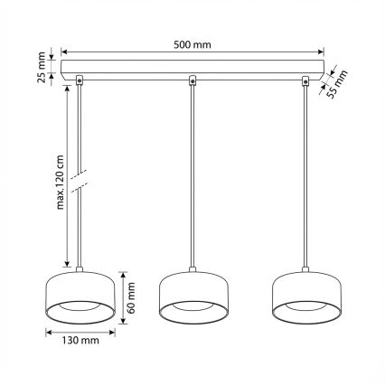 Brilagi - Κρεμαστό φωτιστικό με καλώδιο AURA LUX 3xGX53/30W/230V μαύρο/χρυσό