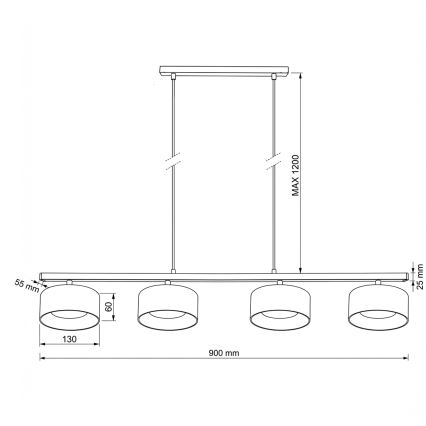 Brilagi - Κρεμαστό φωτιστικό με καλώδιο AURA LUX 4xGX53/30W/230V μαύρο/καπνιστό