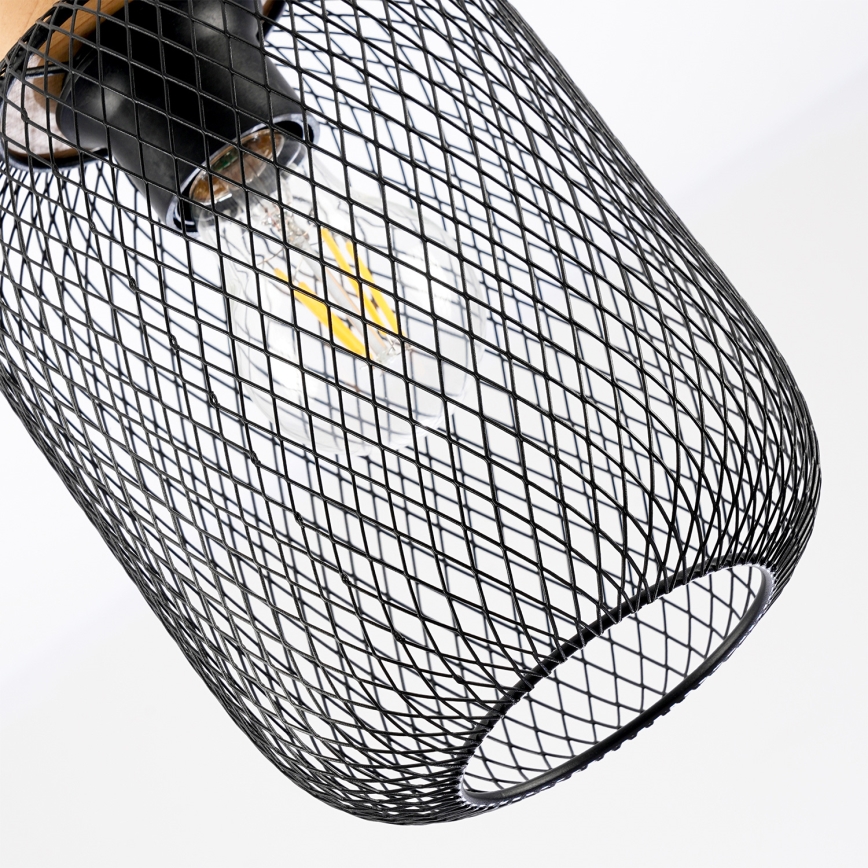 Brilagi - Κρεμαστό φωτιστικό με καλώδιο BASKLITE 1xE27/15W/230V ξύλο καουτσούκ/μαύρο