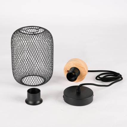 Brilagi - Κρεμαστό φωτιστικό με καλώδιο BASKLITE 1xE27/15W/230V ξύλο καουτσούκ/μαύρο
