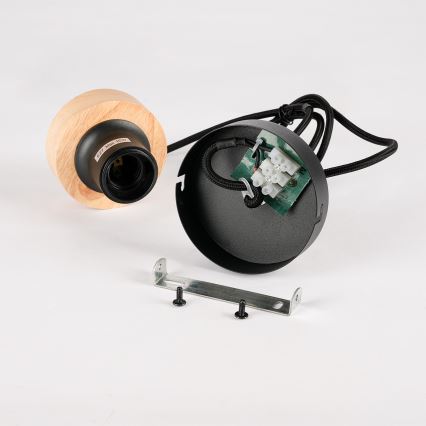 Brilagi - Κρεμαστό φωτιστικό με καλώδιο BASKLITE 1xE27/15W/230V ξύλο/μαύρο