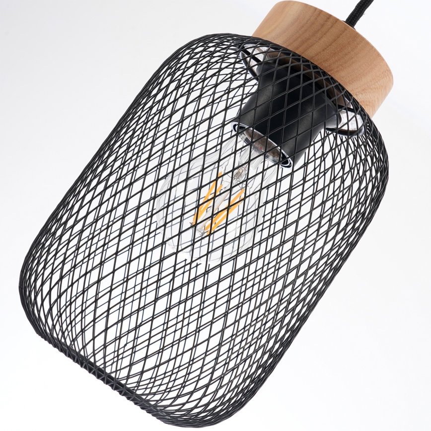 Brilagi - Κρεμαστό φωτιστικό με καλώδιο BASKLITE 3xE27/15W/230V ξύλο/μαύρο