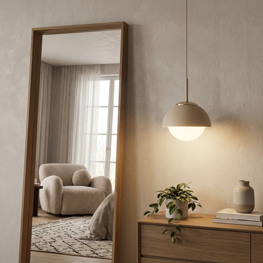 Brilagi - Κρεμαστό φωτιστικό με καλώδιο COSMO 1xE27/60W/230V Ø 18 cm μπεζ/χρυσό