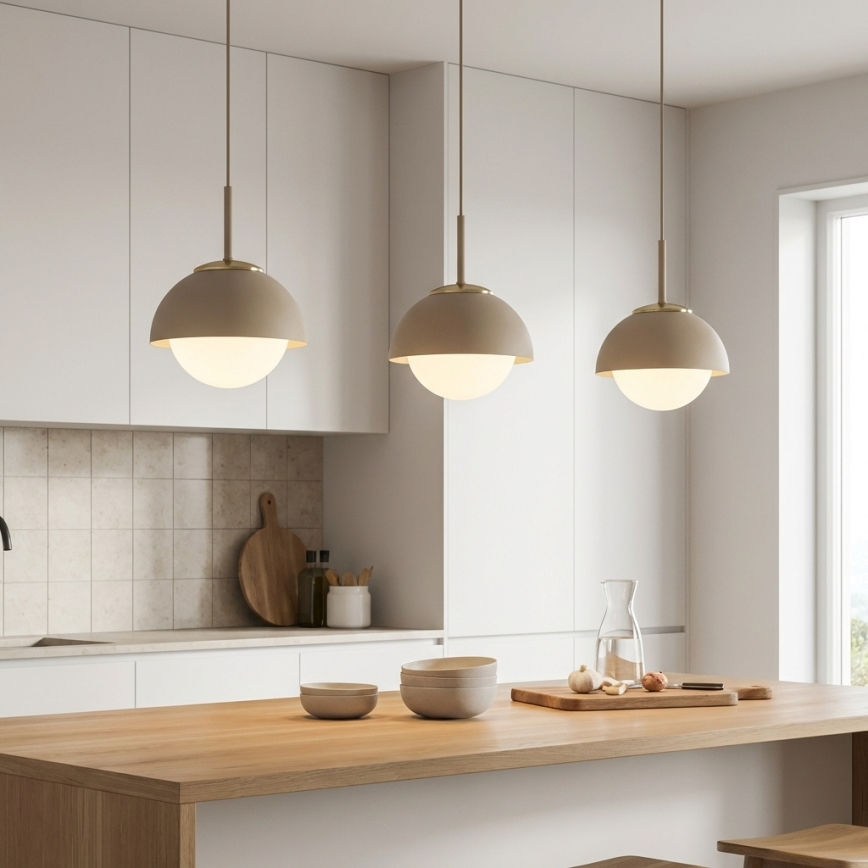 Brilagi - Κρεμαστό φωτιστικό με καλώδιο COSMO 1xE27/60W/230V Ø 18 cm μπεζ/χρυσό