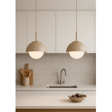 Brilagi - Κρεμαστό φωτιστικό με καλώδιο COSMO 1xE27/60W/230V Ø 18 cm μπεζ/χρυσό
