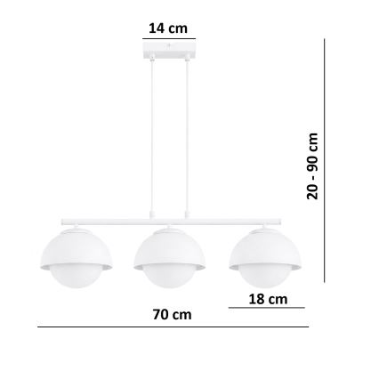 BRILAGI - Κρεμαστό φωτιστικό με καλώδιο COSMO 3xE27/60W/230V λευκό/χρυσό