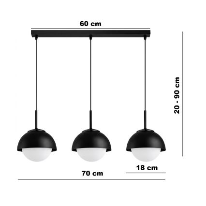 BRILAGI - Κρεμαστό φωτιστικό με καλώδιο COSMO 3xE27/60W/230V μαύρο