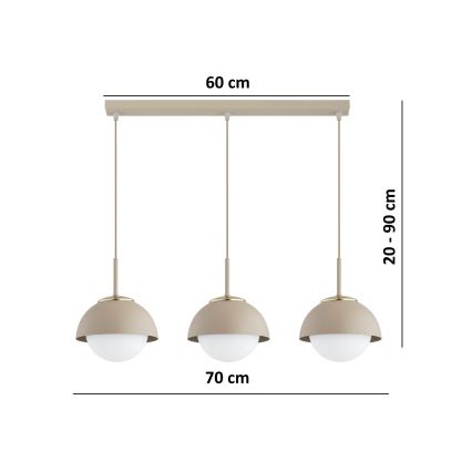 Brilagi - Κρεμαστό φωτιστικό με καλώδιο COSMO 3xE27/60W/230V μπεζ/χρυσό