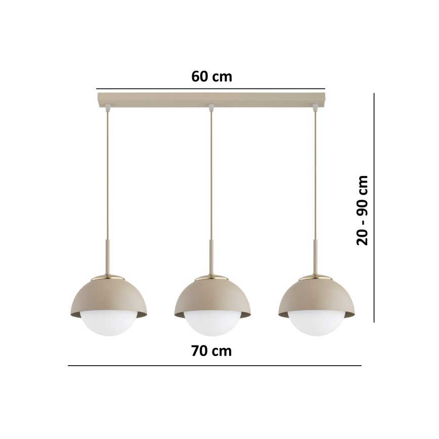 Brilagi - Κρεμαστό φωτιστικό με καλώδιο COSMO 3xE27/60W/230V μπεζ/χρυσό