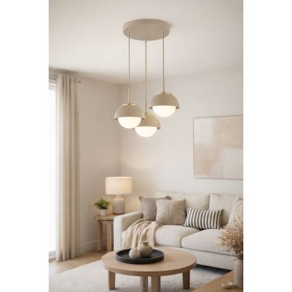 Brilagi - Κρεμαστό φωτιστικό με καλώδιο COSMO 3xE27/60W/230V μπεζ/χρυσό