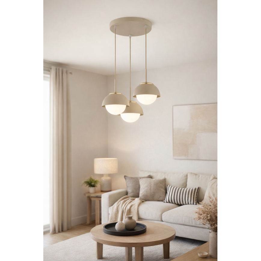 Brilagi - Κρεμαστό φωτιστικό με καλώδιο COSMO 3xE27/60W/230V μπεζ/χρυσό