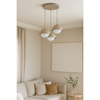 Brilagi - Κρεμαστό φωτιστικό με καλώδιο COSMO 3xE27/60W/230V μπεζ/χρυσό