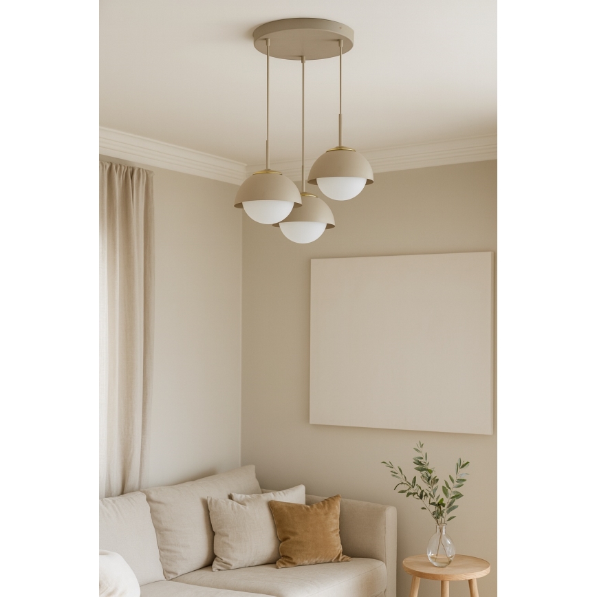 Brilagi - Κρεμαστό φωτιστικό με καλώδιο COSMO 3xE27/60W/230V μπεζ/χρυσό
