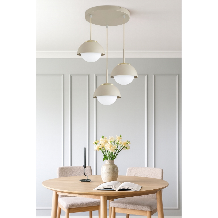 Brilagi - Κρεμαστό φωτιστικό με καλώδιο COSMO 3xE27/60W/230V μπεζ/χρυσό