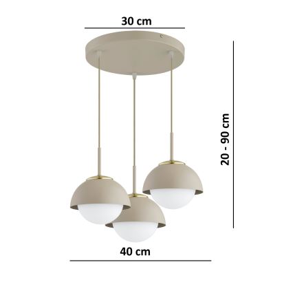 Brilagi - Κρεμαστό φωτιστικό με καλώδιο COSMO 3xE27/60W/230V μπεζ/χρυσό