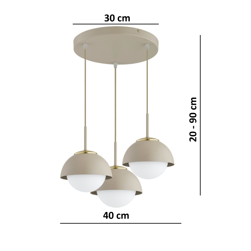 Brilagi - Κρεμαστό φωτιστικό με καλώδιο COSMO 3xE27/60W/230V μπεζ/χρυσό
