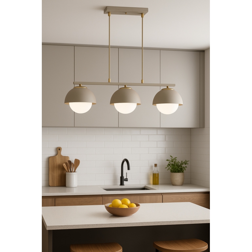 Brilagi - Κρεμαστό φωτιστικό με καλώδιο COSMO 3xE27/60W/230V μπεζ/χρυσό