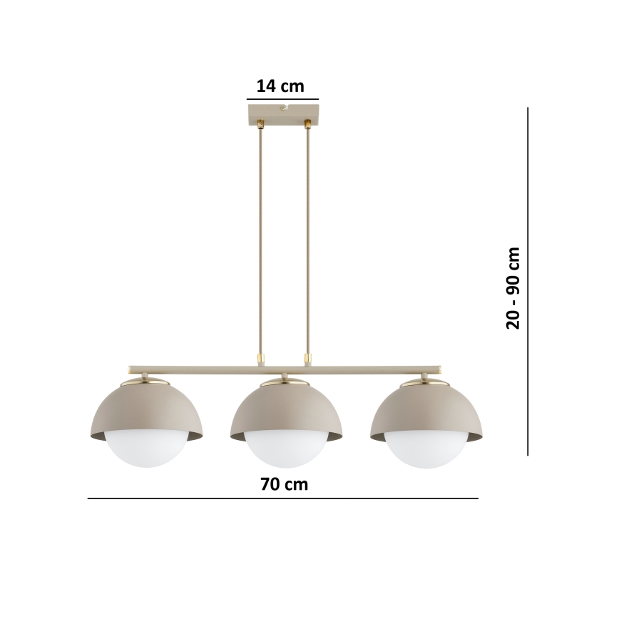 Brilagi - Κρεμαστό φωτιστικό με καλώδιο COSMO 3xE27/60W/230V μπεζ/χρυσό