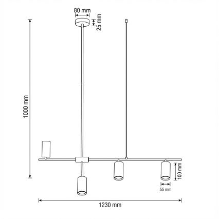 Brilagi - Κρεμαστό φωτιστικό με καλώδιο CRANE 4xGU10/30W/230V λευκό