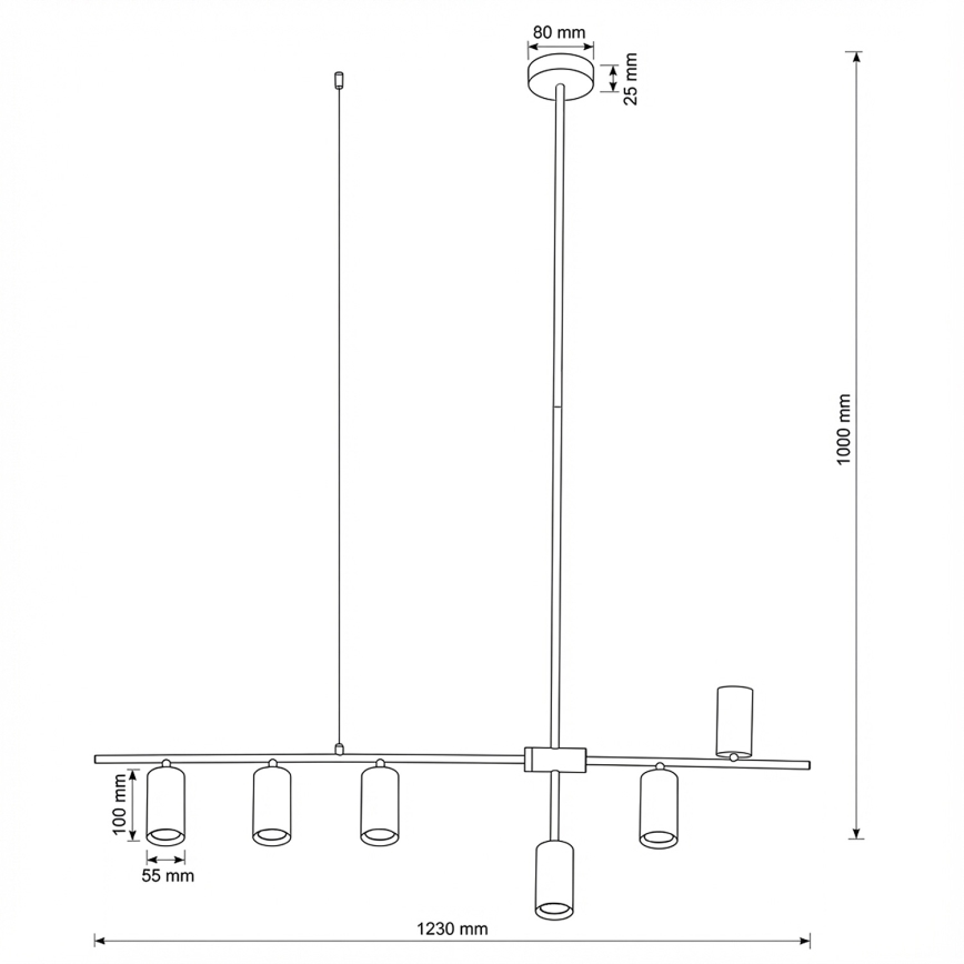 Brilagi - Κρεμαστό φωτιστικό με καλώδιο CRANE 6xGU10/30W/230V μαύρο