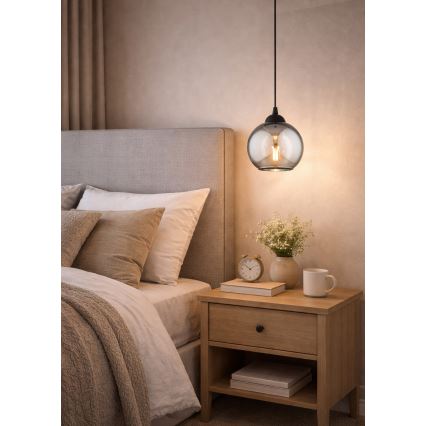 Brilagi - Κρεμαστό φωτιστικό με καλώδιο DIOR 1xE27/60W/230V μαύρο/καπνιστό γκρι