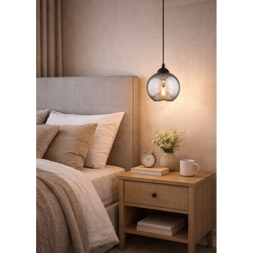 Brilagi - Κρεμαστό φωτιστικό με καλώδιο DIOR 1xE27/60W/230V μαύρο/καπνιστό γκρι