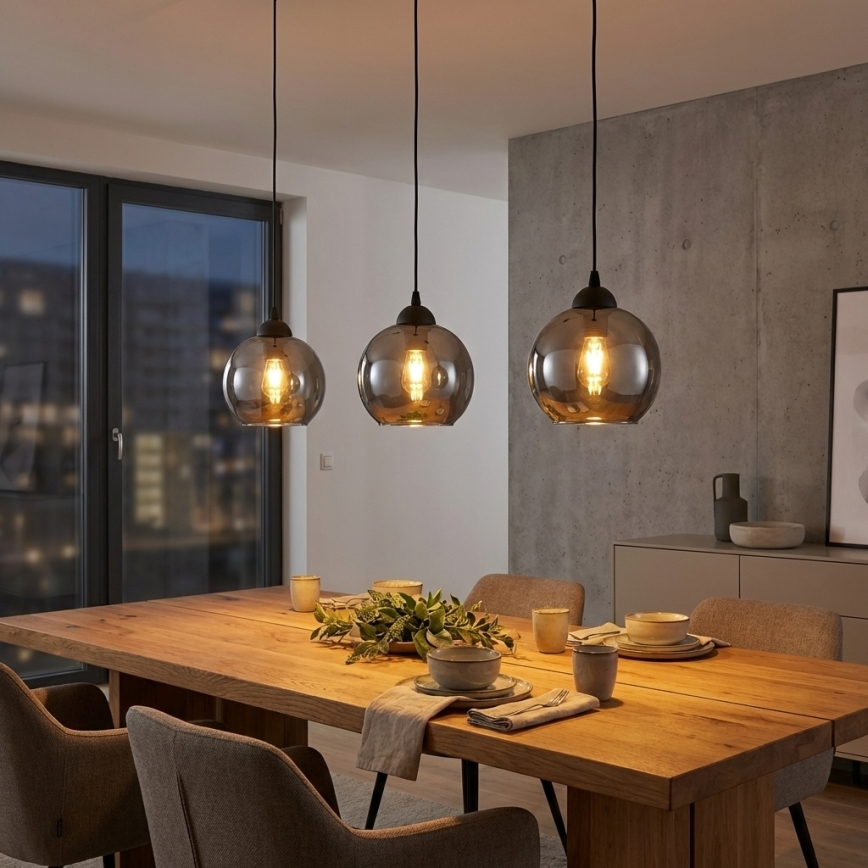 Brilagi - Κρεμαστό φωτιστικό με καλώδιο DIOR 1xE27/60W/230V μαύρο/καπνιστό γκρι