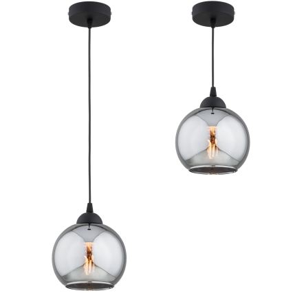 Brilagi - Κρεμαστό φωτιστικό με καλώδιο DIOR 1xE27/60W/230V μαύρο/καπνιστό γκρι