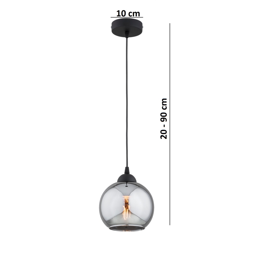 Brilagi - Κρεμαστό φωτιστικό με καλώδιο DIOR 1xE27/60W/230V μαύρο/καπνιστό γκρι