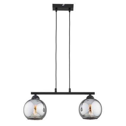 Brilagi - Κρεμαστό φωτιστικό με καλώδιο DIOR 2xE27/60W/230V μαύρο/καπνιστό γκρι
