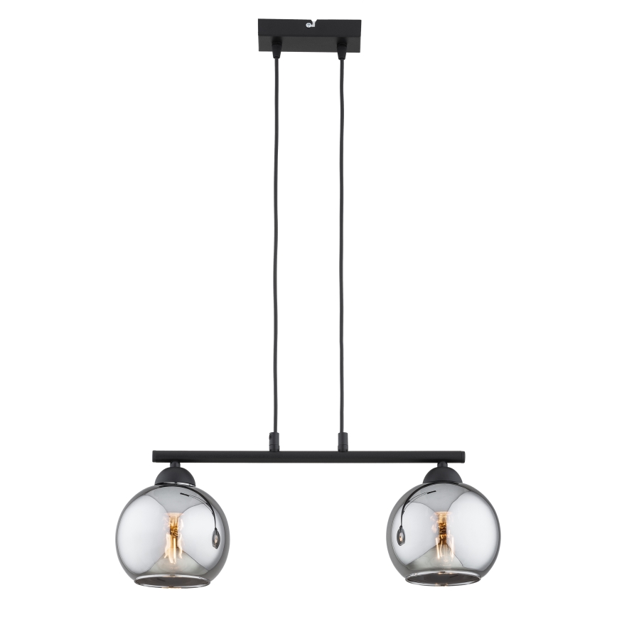 Brilagi - Κρεμαστό φωτιστικό με καλώδιο DIOR 2xE27/60W/230V μαύρο/καπνιστό γκρι