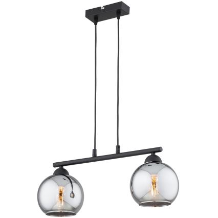Brilagi - Κρεμαστό φωτιστικό με καλώδιο DIOR 2xE27/60W/230V μαύρο/καπνιστό γκρι