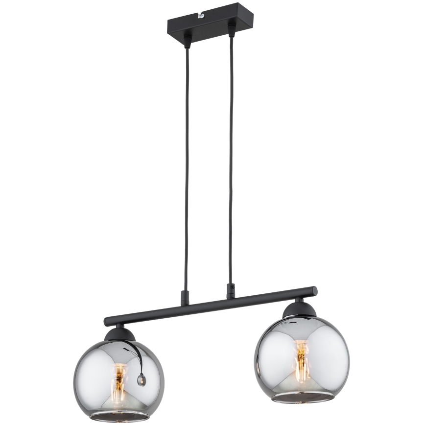 Brilagi - Κρεμαστό φωτιστικό με καλώδιο DIOR 2xE27/60W/230V μαύρο/καπνιστό γκρι